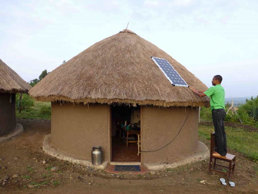 Solar panels on African Hut